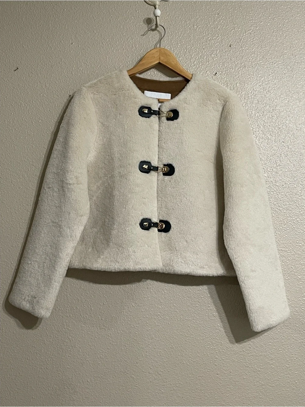 Jason Wu Cream Faux Shearling Toggle Jacket With Black Trim_2